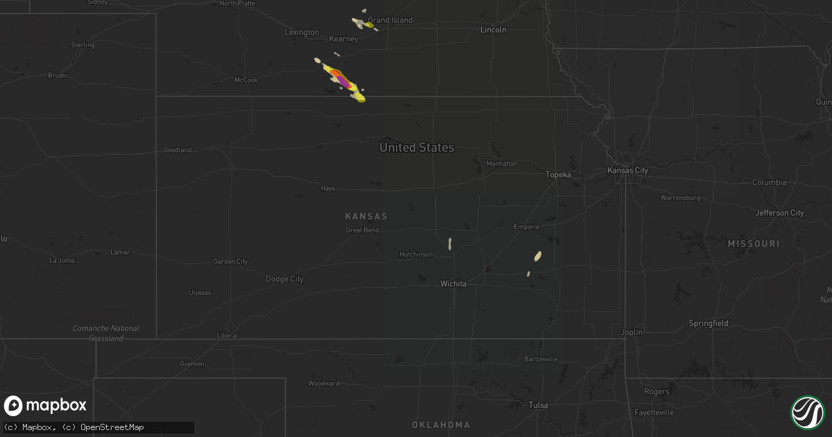 Hail map in Kansas on April 6, 2019