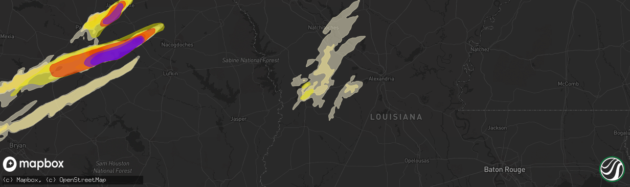 Hail map in Leesville, LA on April 6, 2019