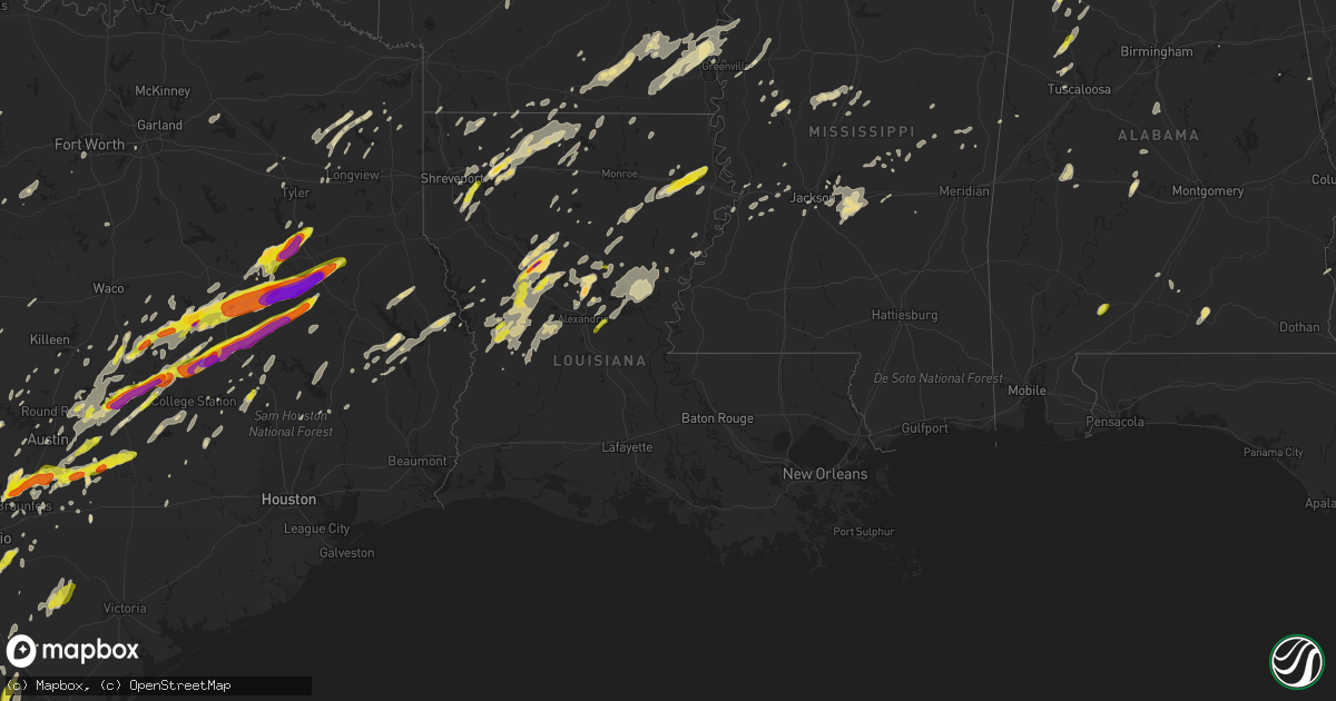 Hail map in Louisiana on April 6, 2019