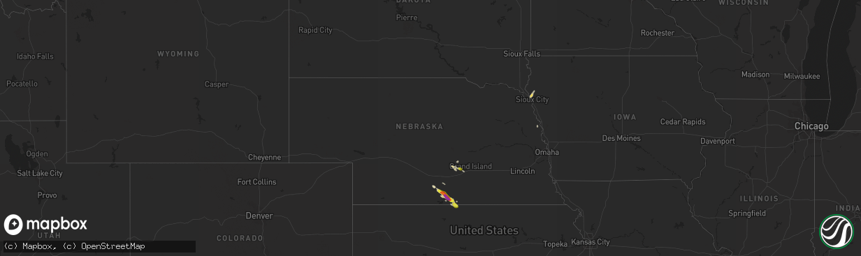 Hail map in Nebraska on April 6, 2019