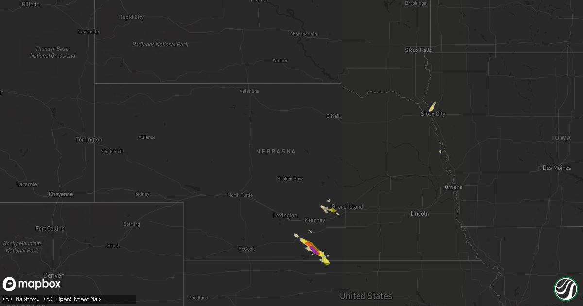 Hail map in Nebraska on April 6, 2019