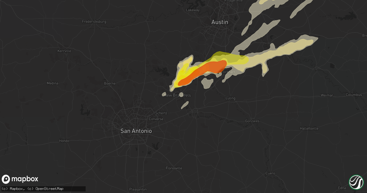 Hail map in New Braunfels, TX on April 6, 2019