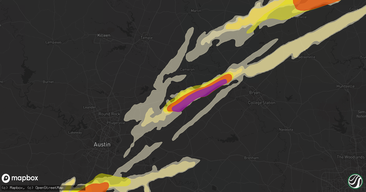 Hail map in Rockdale, TX on April 6, 2019
