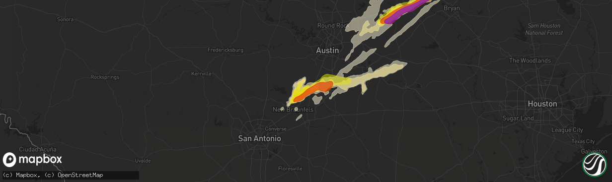 Hail map in San Marcos, TX on April 6, 2019