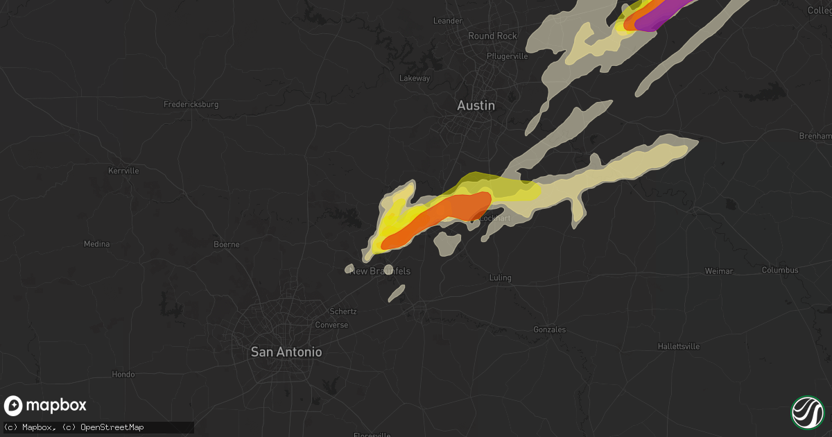 Hail map in San Marcos, TX on April 6, 2019