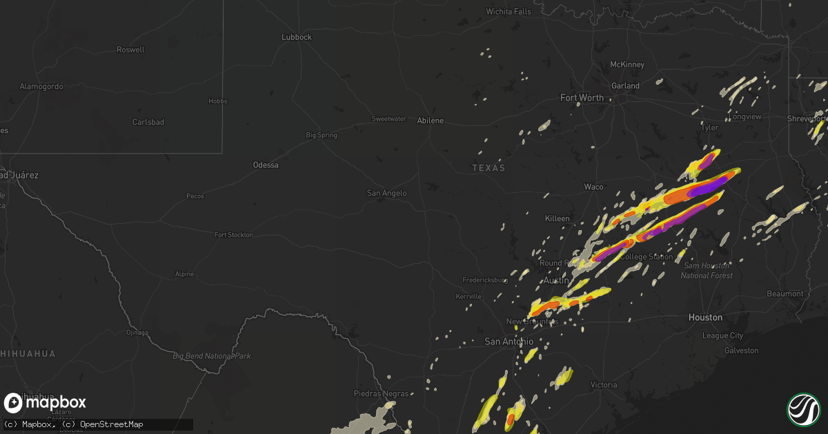Hail map in Texas on April 6, 2019
