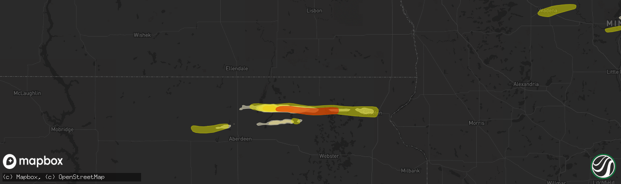 Hail map in Britton, SD on April 6, 2020