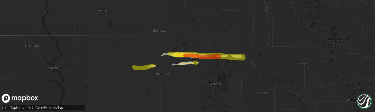 Hail map in Claremont, SD on April 6, 2020