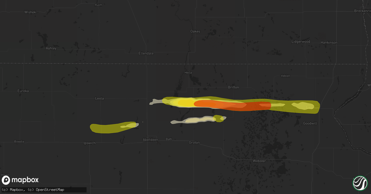 Hail map in Houghton, SD on April 6, 2020
