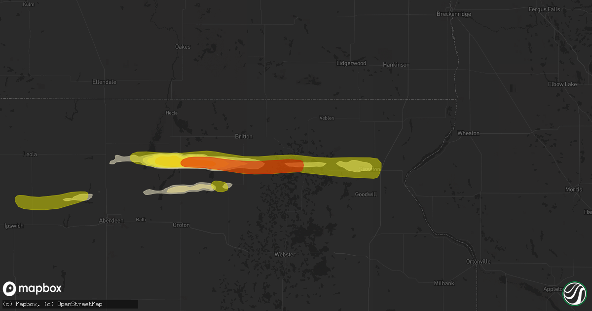 Hail map in Lake City, SD on April 6, 2020
