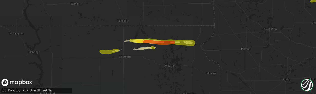 Hail map in Langford, SD on April 6, 2020