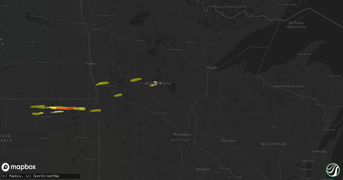 Hail map in Minnesota on April 6, 2020
