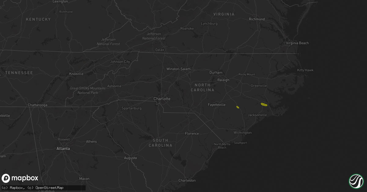 Hail map in North Carolina on April 6, 2020