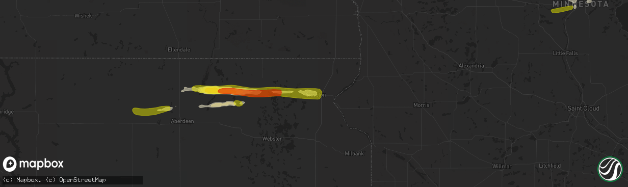 Hail map in Sisseton, SD on April 6, 2020