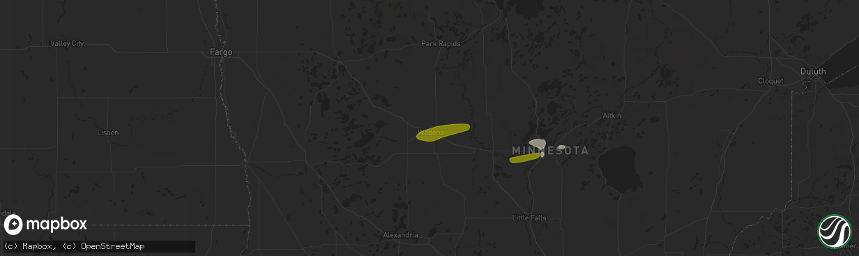 Hail map in Wadena, MN on April 6, 2020