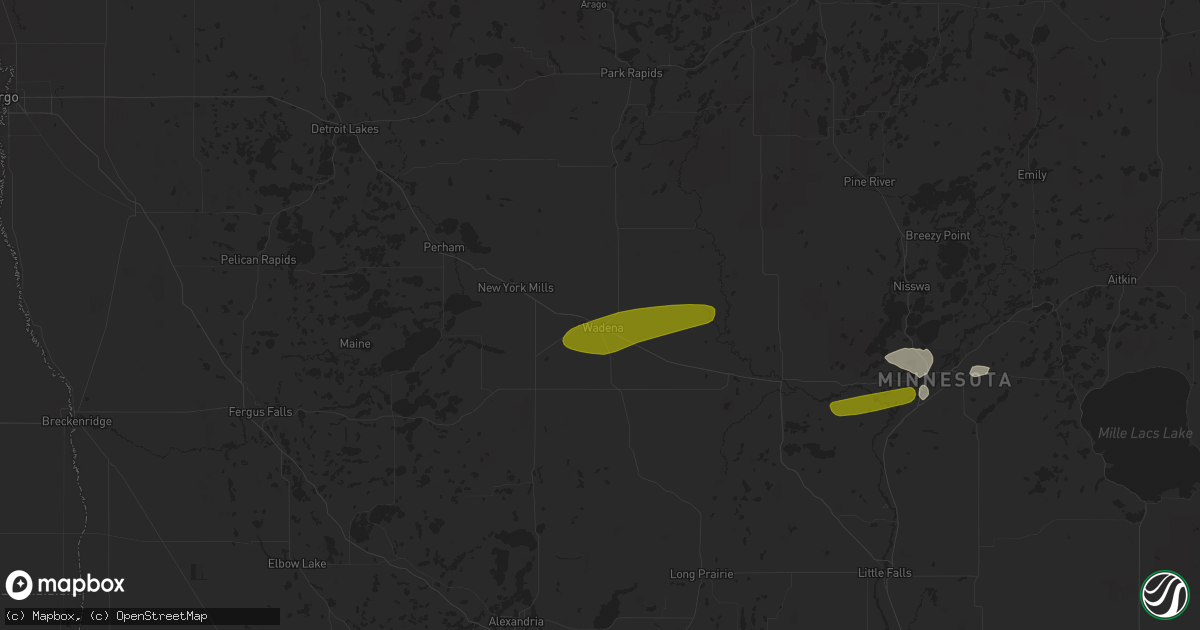 Hail map in Wadena, MN on April 6, 2020