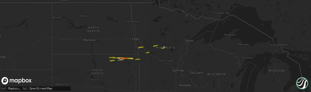 Hail map on April 6, 2020