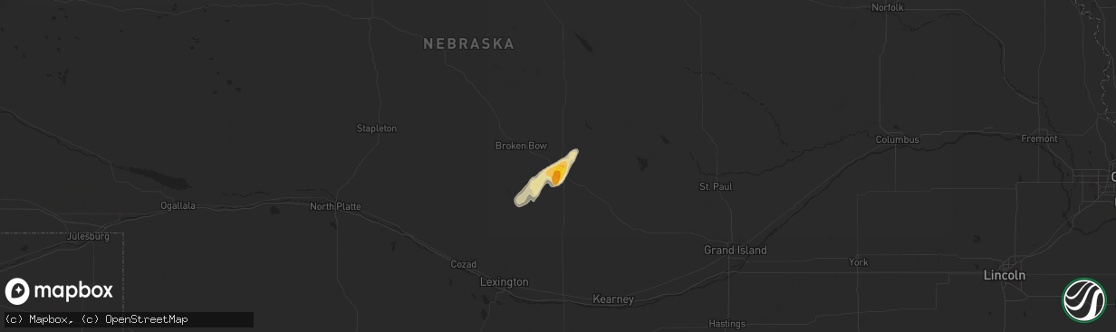 Hail map in Ansley, NE on April 6, 2021