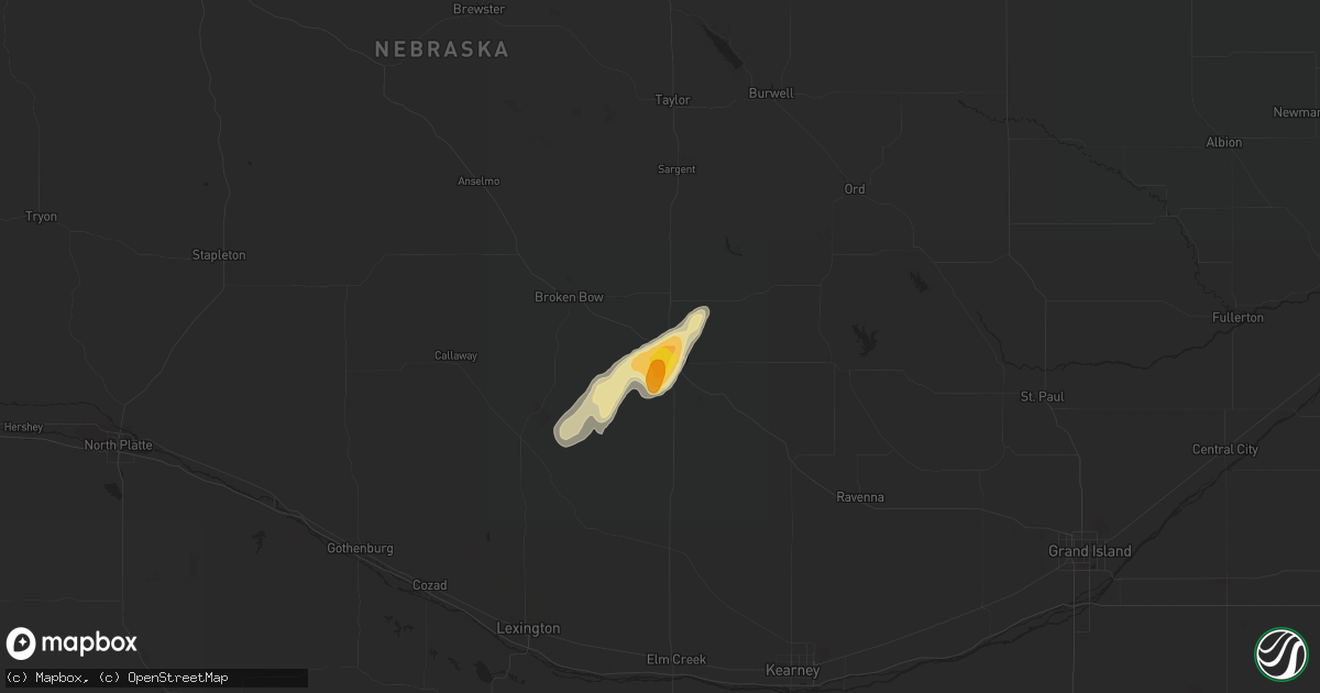 Hail map in Ansley, NE on April 6, 2021