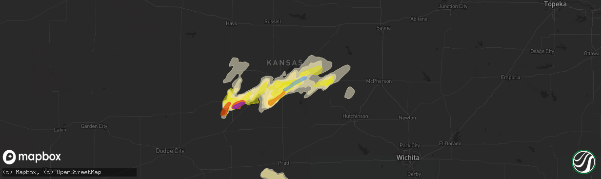 Hail map in Ellinwood, KS on April 6, 2021