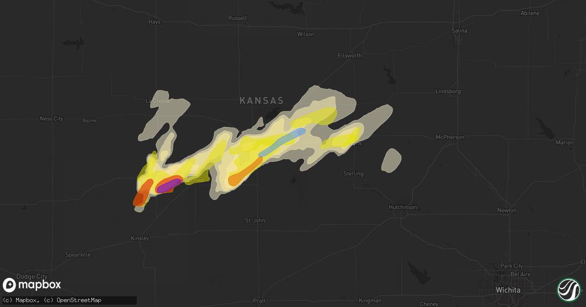 Hail map in Ellinwood, KS on April 6, 2021