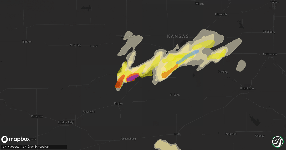 Hail map in Larned, KS on April 6, 2021