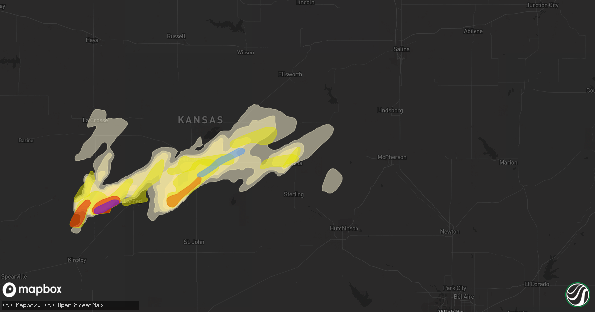 Hail map in Lyons, KS on April 6, 2021