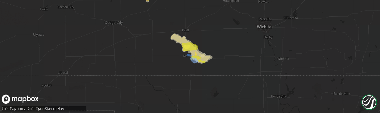 Hail map in Medicine Lodge, KS on April 6, 2021