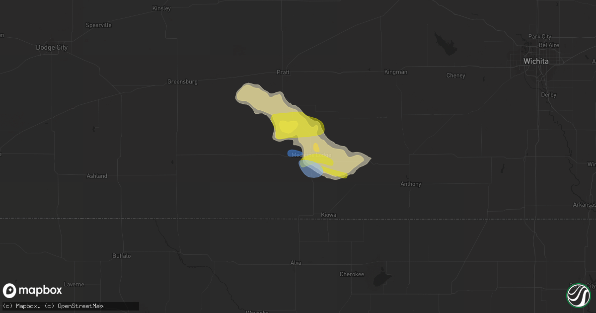 Hail map in Medicine Lodge, KS on April 6, 2021