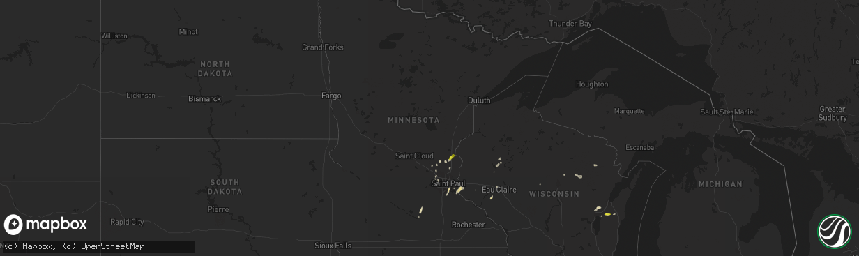 Hail map in Minnesota on April 6, 2021