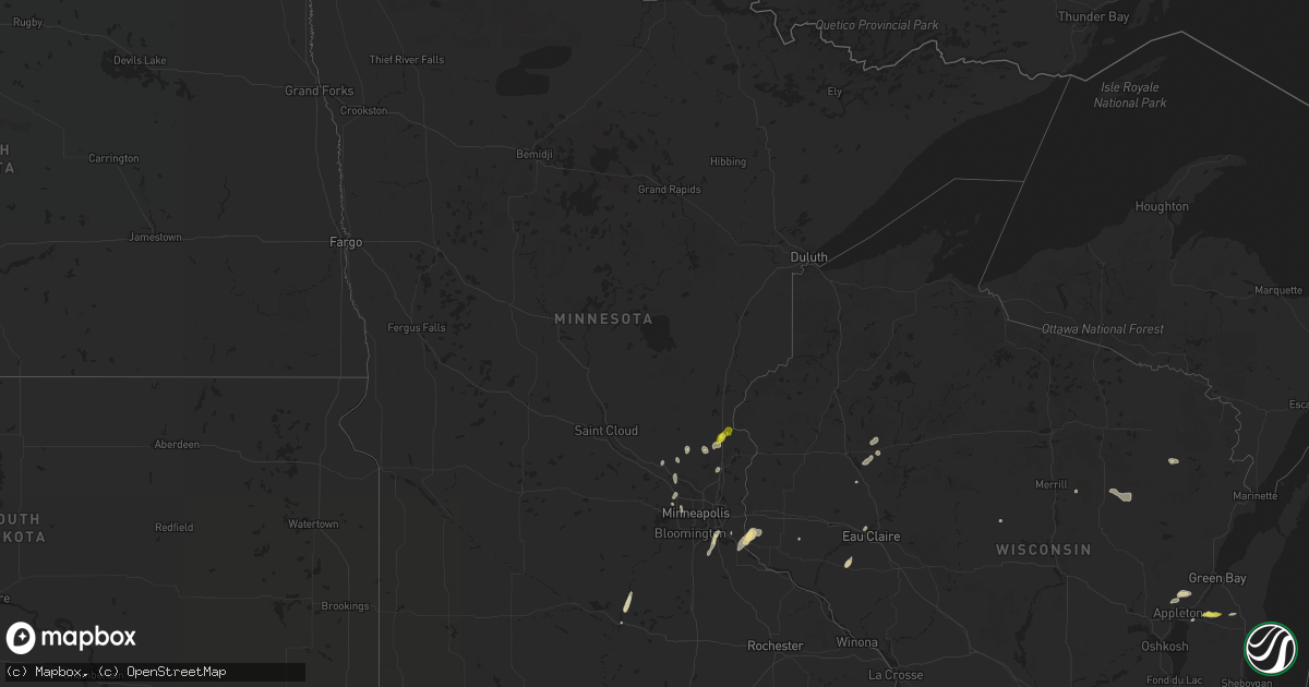 Hail map in Minnesota on April 6, 2021