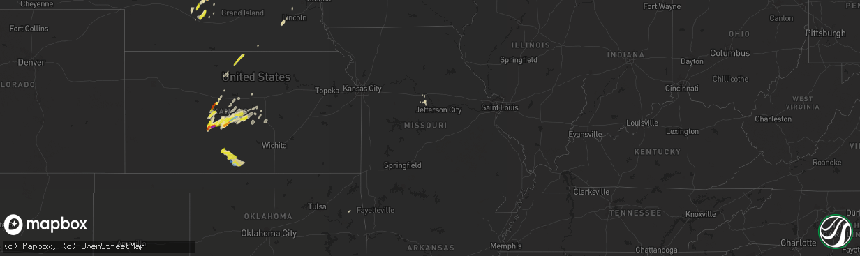 Hail map in Missouri on April 6, 2021