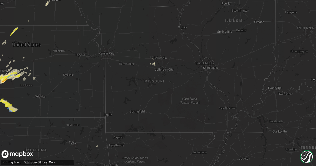 Hail map in Missouri on April 6, 2021
