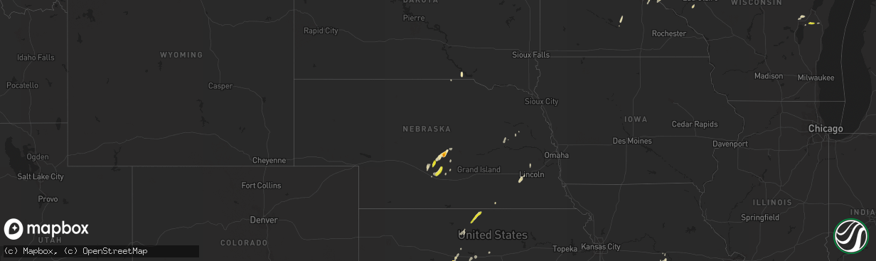 Hail map in Nebraska on April 6, 2021