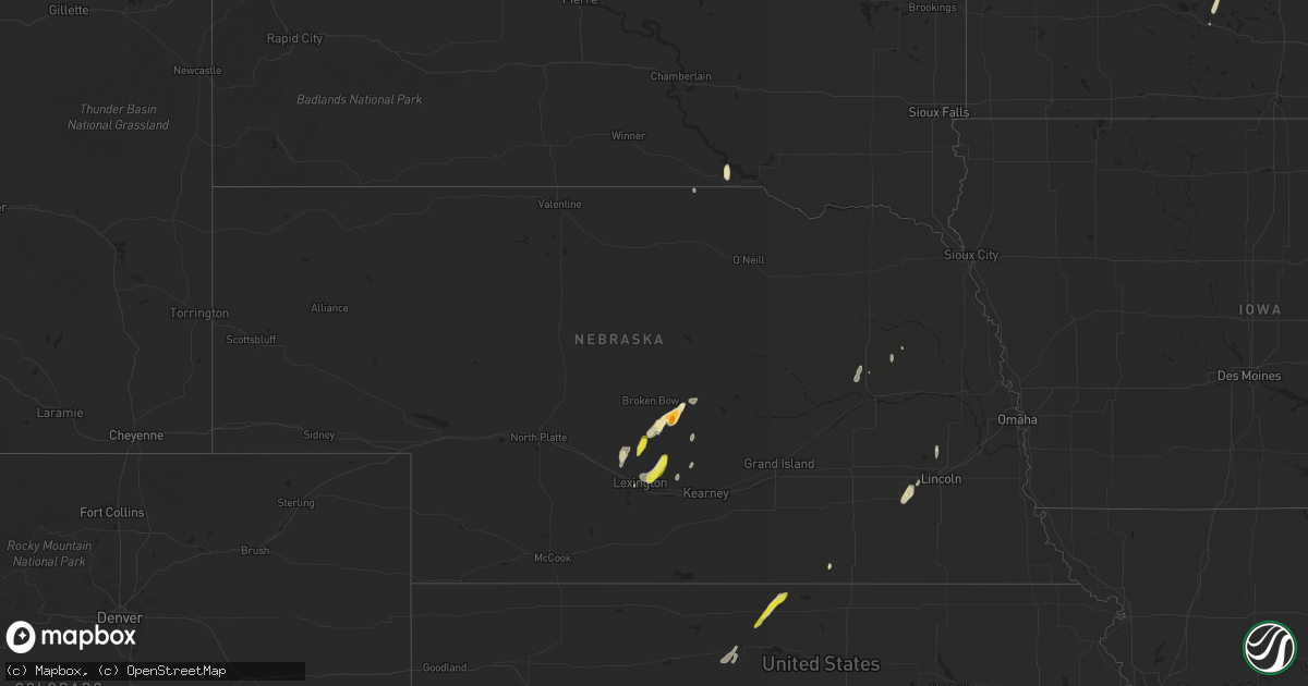 Hail map in Nebraska on April 6, 2021