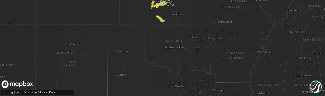 Hail map in Oklahoma on April 6, 2021