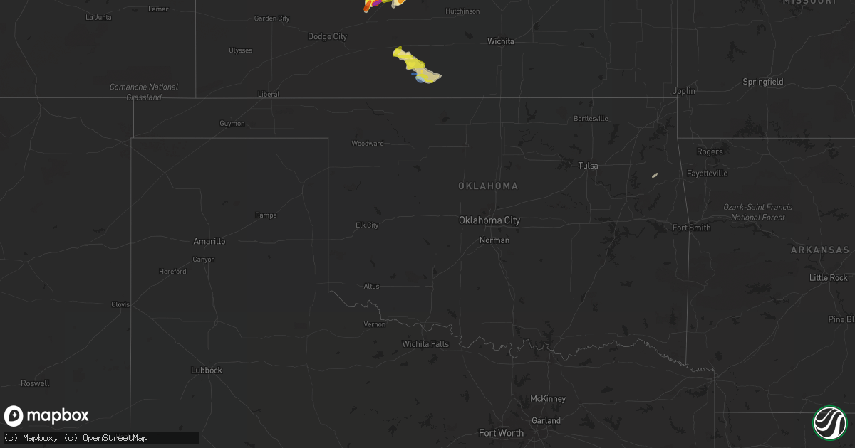 Hail map in Oklahoma on April 6, 2021