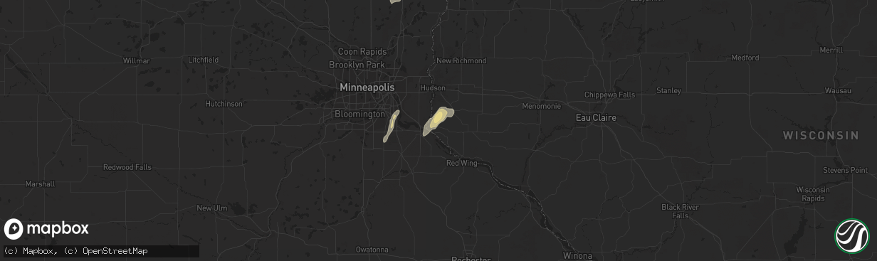 Hail map in Prescott, WI on April 6, 2021