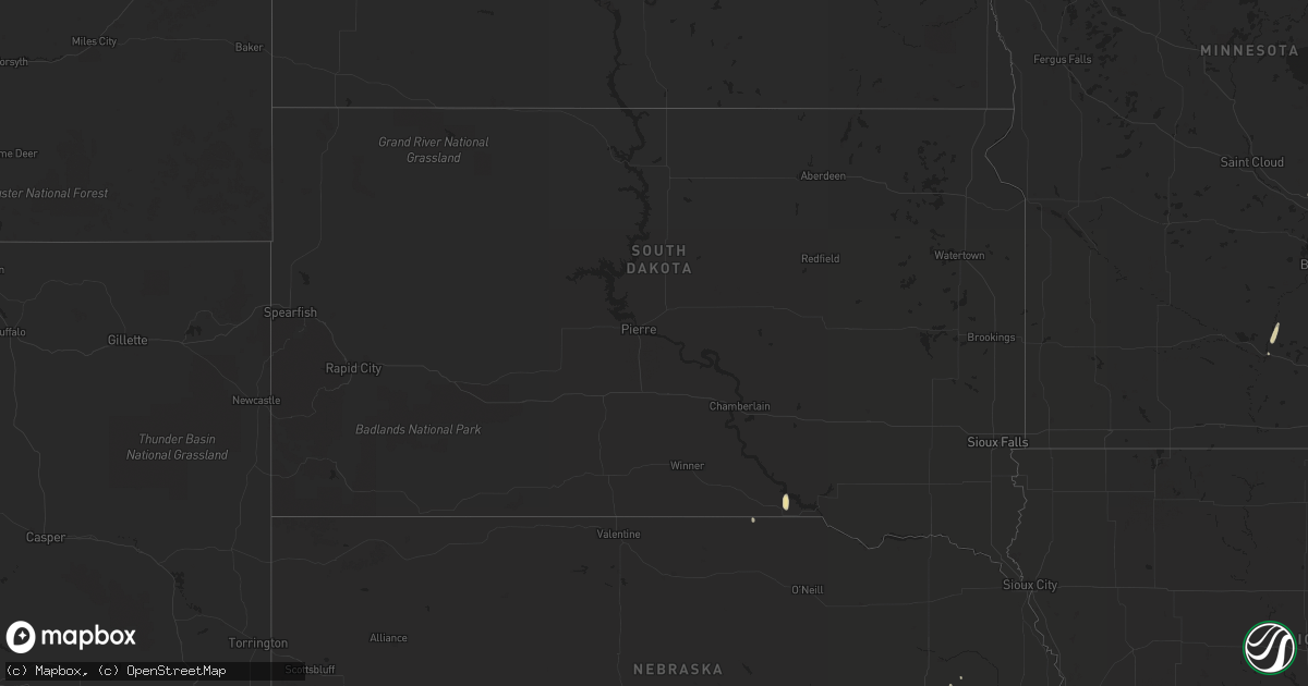 Hail map in South Dakota on April 6, 2021