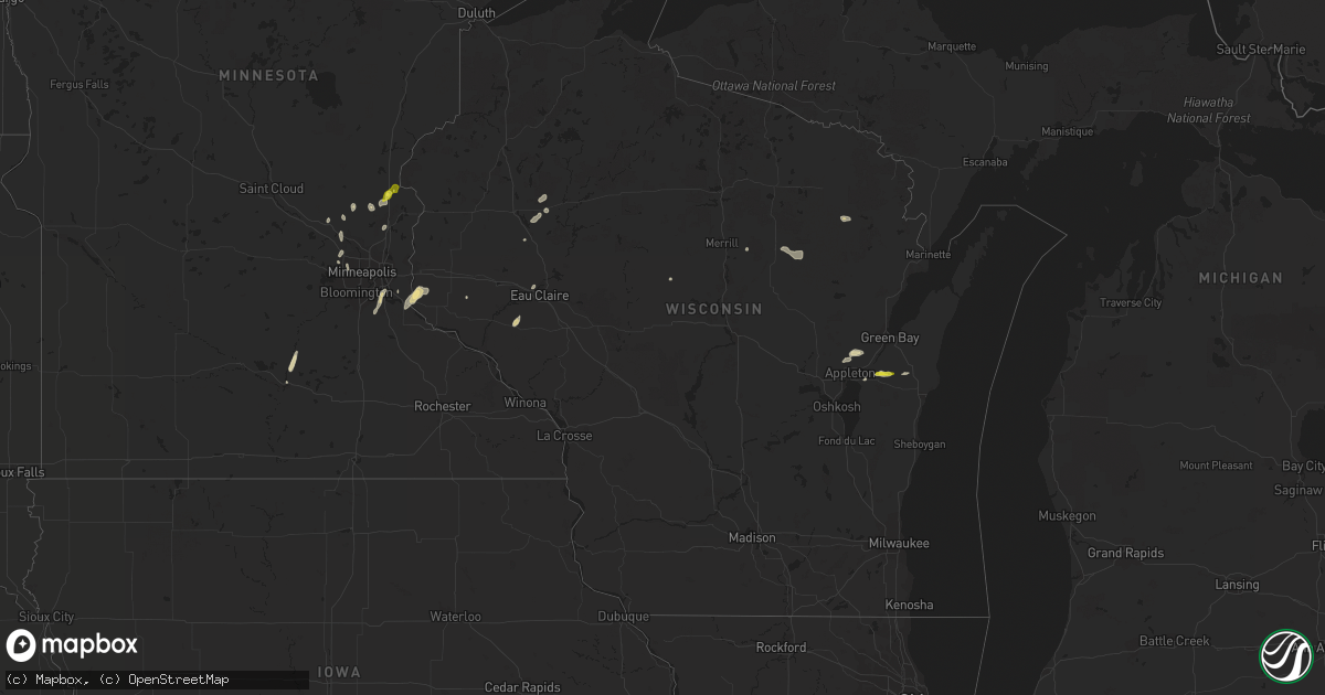 Hail map in Wisconsin on April 6, 2021