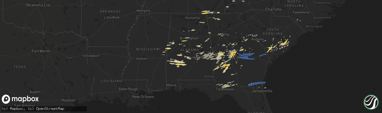 Hail map in Alabama on April 6, 2022