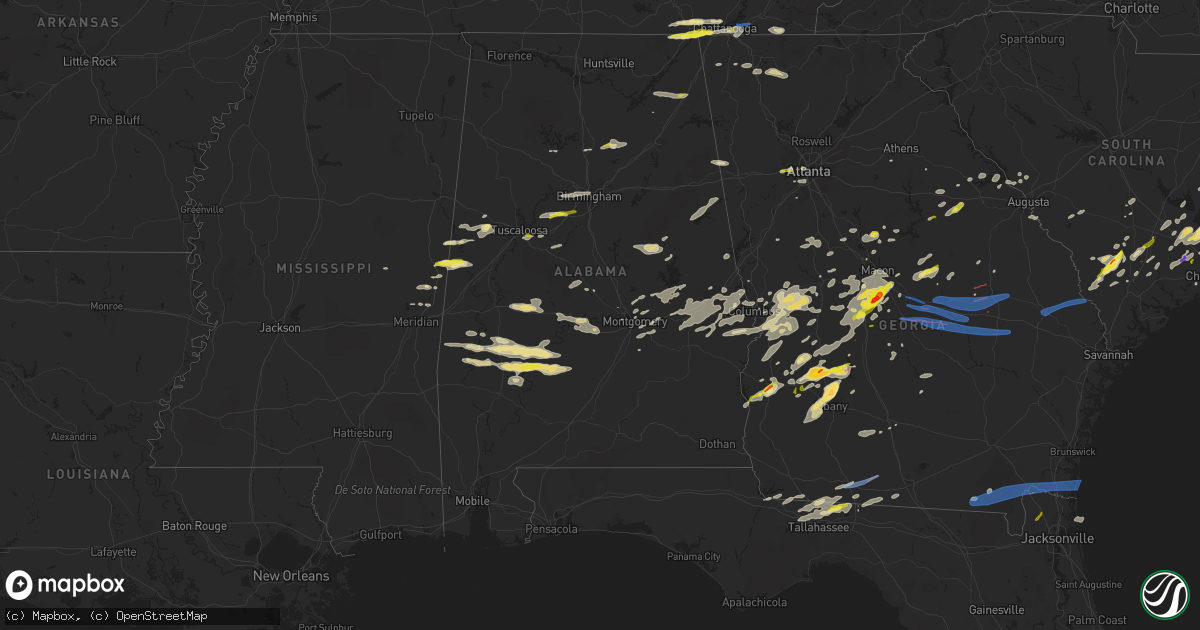 Hail map in Alabama on April 6, 2022