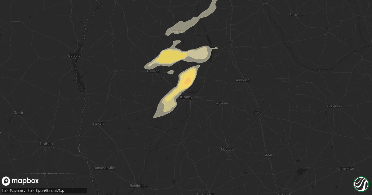 Hail map in Albany, GA on April 6, 2022