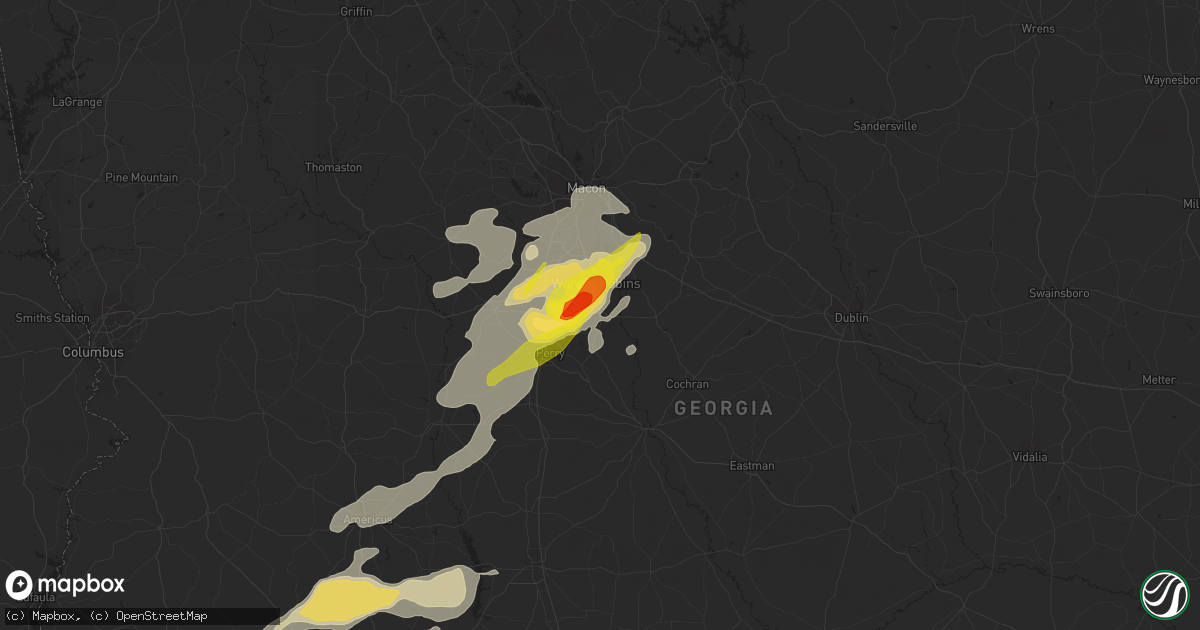 Hail map in Bonaire, GA on April 6, 2022