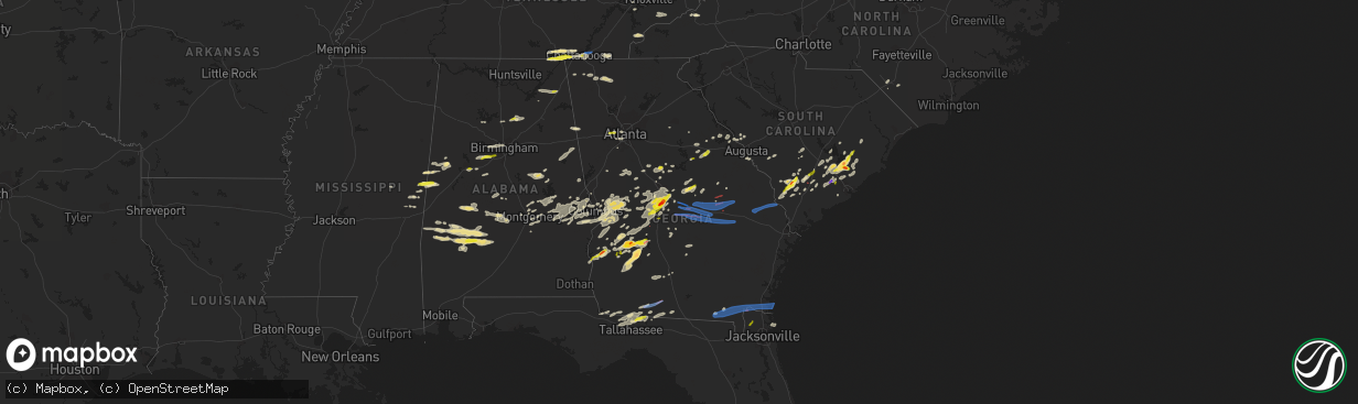 Hail map in Georgia on April 6, 2022