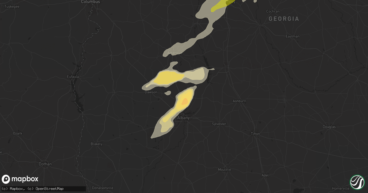 Hail map in Leesburg, GA on April 6, 2022