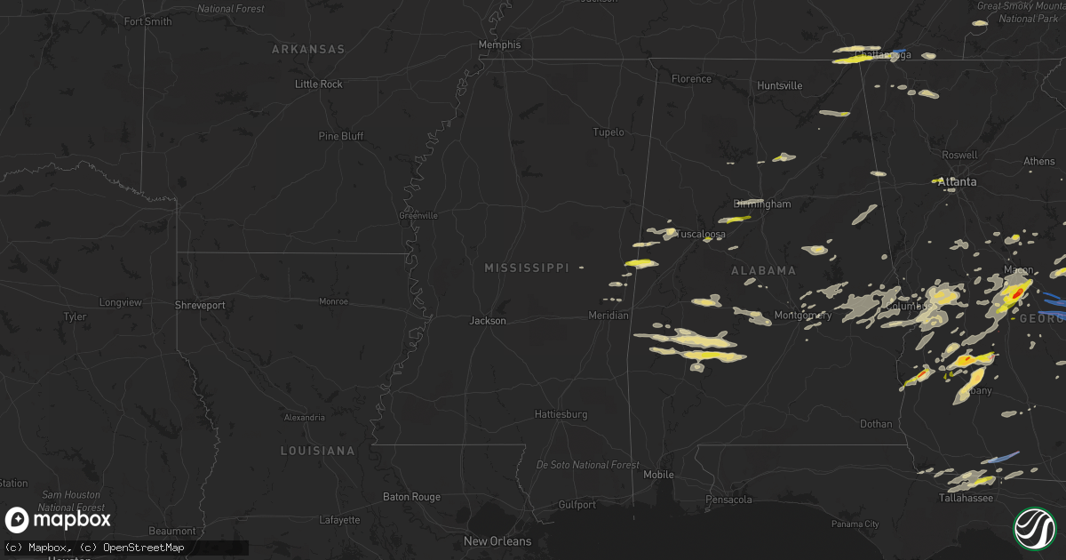 Hail map in Mississippi on April 6, 2022