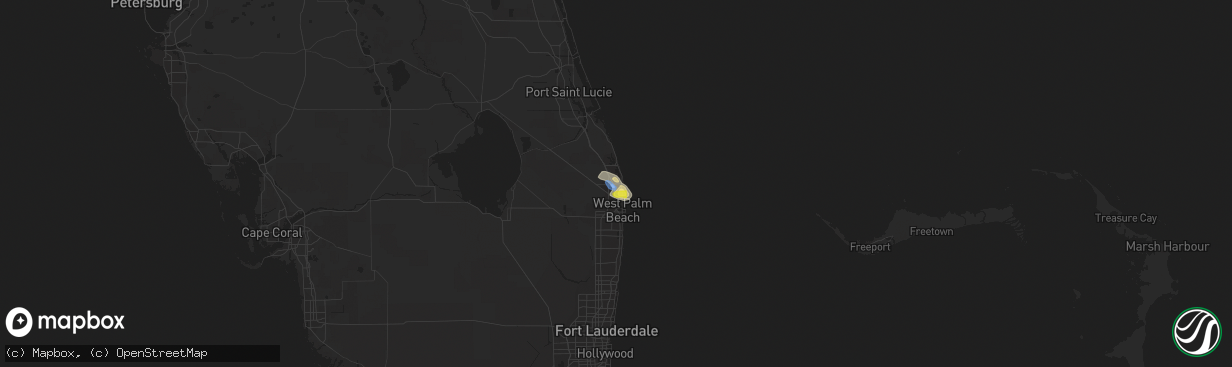 Hail map in Palm Beach Gardens, FL on April 6, 2022