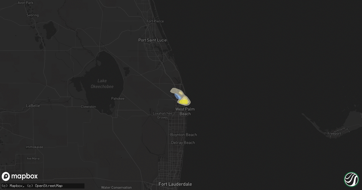 Hail map in Palm Beach Gardens, FL on April 6, 2022