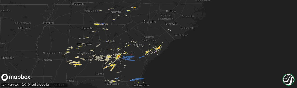 Hail map in South Carolina on April 6, 2022